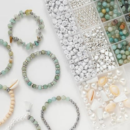 Xyliise Bracelet Making Kit Natürliche Perlen Set for Adults Beads for Bracelets Silver Jewelry Making Supplies DIY Jewelry Necklace Earrings (CZ006-Amazonite) - Image 4