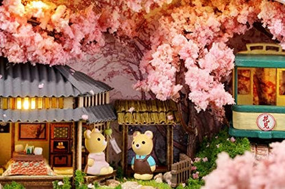 MAGQOO Miniature Dollhouse Kit Box Theater Kit Miniature Room Kit 3D DIY Wooden Doll House Kit with Furniture 1:100(Cherry Blossoms) - Image 5