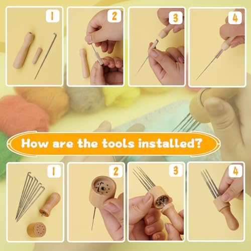 SOCNITC 20 Colors Needle Felting Starter Kit with Tools for Beginners - Image 4