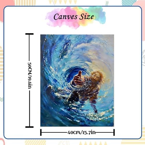 NZNANCHU Paint by Number for Adult,DIY Painting Kits for Adults,Color by Numbers,Water Paint by Number Canvas Crafts Watercolor for Beginners Hoom Decor (Jesus2) - Image 3