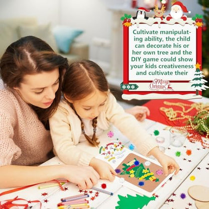 Whaline 420 Pcs Christmas Card Making Craft Kit with Xmas Tree Pom Pom Stickers & Envelopes Handmade Invitation Greeting Card Supplies for Holiday DIY Crafts Party Decor - Image 4