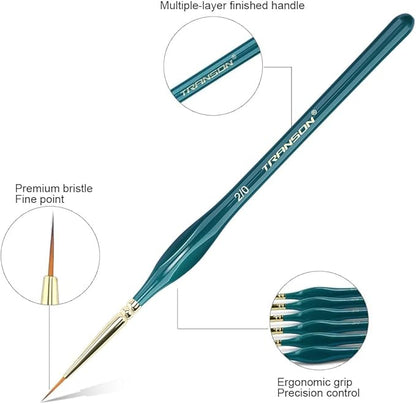 Transon 10pcs Fine Detail Miniature Art Painting Brush Set for Acrylic Watercolor Craft Rock Face Painting Green