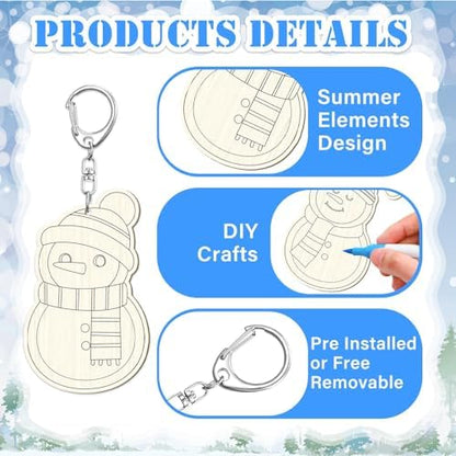 RattanView 24 Pcs Snowman Craft Keychains DIY Keychain, 12 Styles - Image 3