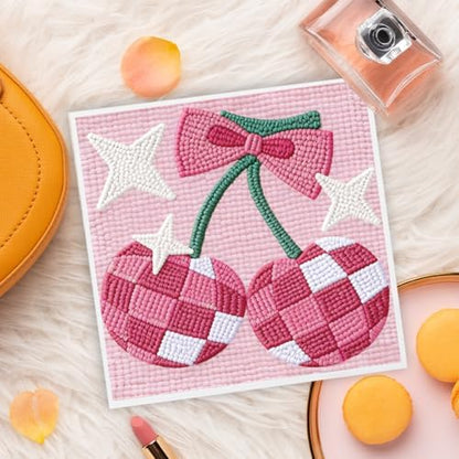 DOODLREAM Cherry Disco Ball DIY Punch Needle Embroidery Kit for Beginner - Image 6