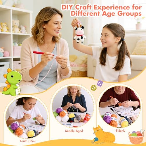 Easy Crochet Kit for Beginners, 8PCS Amigurumi Animal Crochet Starter Kit - Image 5