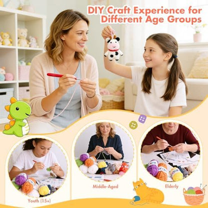Easy Crochet Kit for Beginners, 8PCS Amigurumi Animal Crochet Starter Kit - Image 5