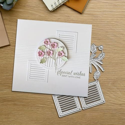 Lapoo Flowers Cutting Die for Scrapbooking - Durable Metal Cutting Die for DIY Scrapbook Photo Album Decorative Paper Card, Metal Card Making Supplies (Flower Fence 3.5 x 3.9 in) - Image 2