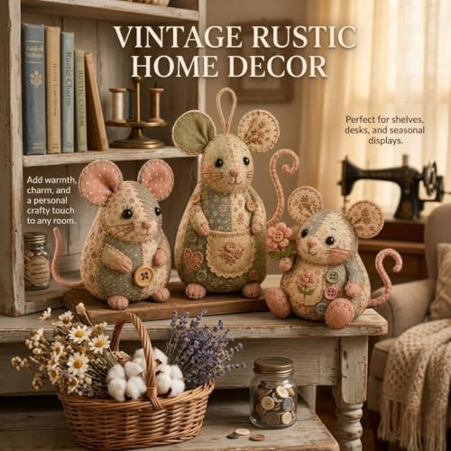 Patchwork Mouse DIY Kit – Complete Sewing Craft Set - Image 7