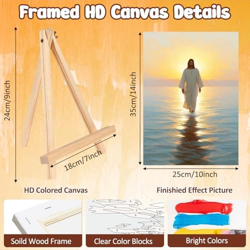 MAXBYE Framed Paint by Numbers Kits for Adults, Jesus Paint by Numbers Kit for Adults with Wooden Easel, Easy DIY Oil Painitings Kits with Tools for Beginners Gift Home Wall Decor 10×14 Inch - Image 3
