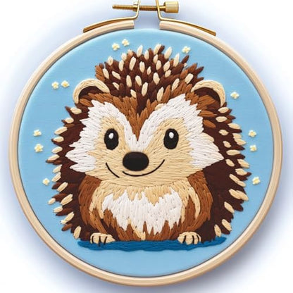 DIY Punch Needle Kits Hedgehog with Hoop 20x20cm-1 by Unknown