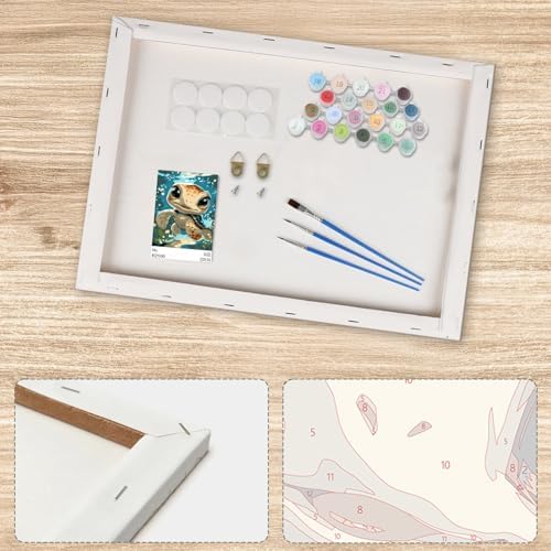 Lxmsja Cute Turtle Paint by Numbers Kit for Adults, Fantasy Ocean Acrylic Paint by Numbers for Adults Beginner, DIY Craft Supplies Oil Painting Kits for Home Wall Decor 8x12 inch (Framed) - Image 5
