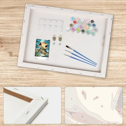 Lxmsja Cute Turtle Paint by Numbers Kit for Adults, Fantasy Ocean Acrylic Paint by Numbers for Adults Beginner, DIY Craft Supplies Oil Painting Kits for Home Wall Decor 8x12 inch (Framed) - Image 5
