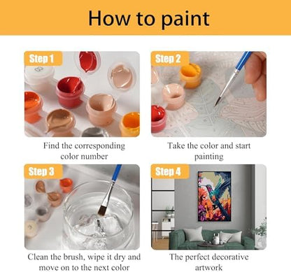 Mowana Paint by Numbers Kit for Adults Framed Canvas - with Wooden Easel, Adults' Paint-by-Number Kits Bird DIY Acrylic Oil Painting Kits Arts Crafts 7.8x11.8inch - Image 4