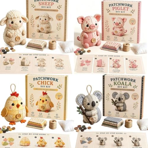 Patchwork Mouse DIY Sewing Kit for Adults & Beginners (Dairy Cow) - Image 5