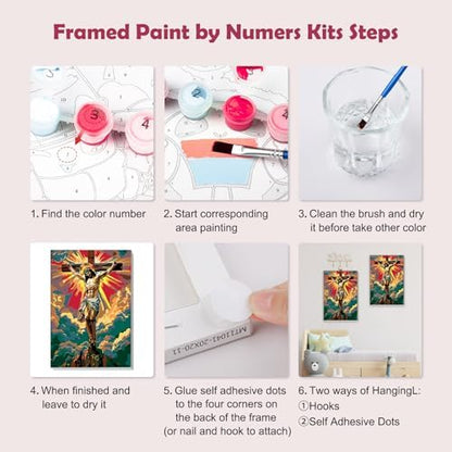 MOGTAA Jesus Paint by Numbers Kit for Adults Beginners with Frame, Religious Cross Adult Paint by Number Kits on Canvas with Easel, Easy DIY Oil Painting Kits for Home Decor, 8x12in - Image 6