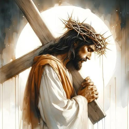 Jesus Stamped Cross Stitch Kits for Beginners Adults, Dimensions Needlepoint Art Crafts,Counted Cross Stitch Kits Embroidery Kits for Beginners Adults for Home Decor 13.8X13.8inch by Unknown