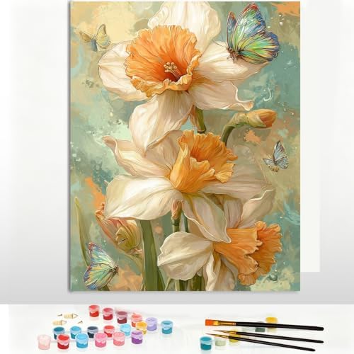 Pxzcrypha Flowers Paint by Numbers Kit for Adults-Butterfly 16x20inch by Unknown