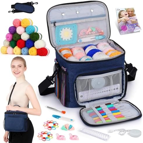 Aeelike Crochet Kit for Beginners Adults, Complete Yarn Kit, Navy by Aeelikescrochetworld