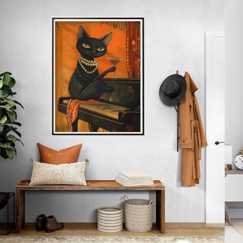 Canrichshop Drinking Cat Paint by Numbers Kit for Adults,Painting by Numbers,DIY Acrylic Paint Kit for Adults Beginners Without Frame,Easy Adult Paint by Number Kits on Canvas for Decor 16x20inch - Image 5