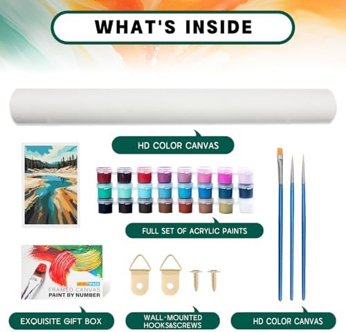 National Park Paint by Numbers Kit for Adults Beginner with Frame, Easy Landscape Adult Paint by Number Kits on Canvas, DIY Acrylic Number Painting for Adults for Home Decor for Gift 8x12 Inch - Image 5