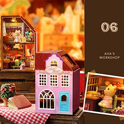Mini 3D Wooden Doll House Craft Model with LED,DIY Miniature and Furniture Dollhouse Kit,Creative Room Idea for Valentine's Day Birthday Gift (Ava's Workshop) - Image 4