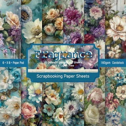 24 Sheets Multicolor Floral Patterned Craft Paper, 6" x 6" Square Coated Paper for DIY Card Making, Scrapbook, Gift Decorations by sorkwo