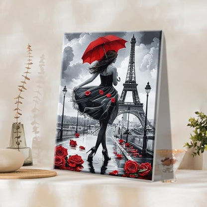 JOOZ Paint by Numbers Kit for Adults Eiffel Tower Paint by Numbers Kit with Frame DIY Girl Paint by Number with Easel Flowers Paint by Number Kits on Canvas for Gift Home Wall Decor 7.87x11.81 Inch - Image 3