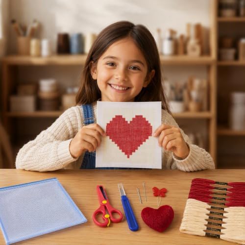 22Pcs Red Heart 18 Mesh Needlepoint Canvas Kit for Beginners Adults - Image 6