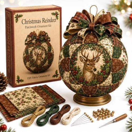 Christmas Classics Patchwork Ornament DIY Kit, No-Sew Ornament Kit (#D) by Unknown