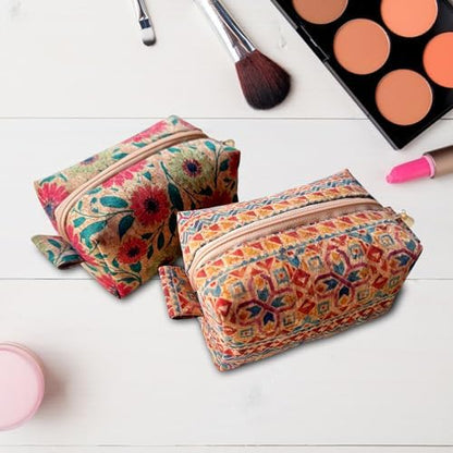 AOUXSEEM 6 Set Sewing Zipper Cosmetic Storage Bag Making Kit, Printed Cork Fabric DIY Small Pouch Bag Crafts Supplies for Beginners Women Girls Learning to Sew - Image 2