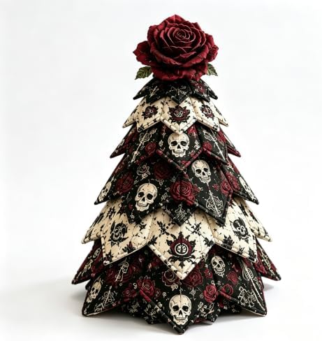 DIY Halloween Quilted Fabric Tree Kit, Skeleton Rose Tree Art Kit by Unknown