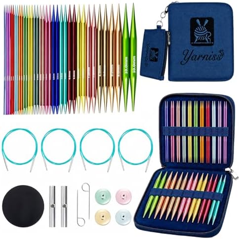 Yarniss 18 Pairs Circular Knitting Needles with Swivel Cable, US Sizes 0-15 by Yarniss