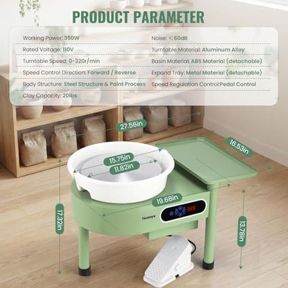 Huanyu Pottery Wheel Machine 12in with Bat System Detachable Extended Tray - Image 6