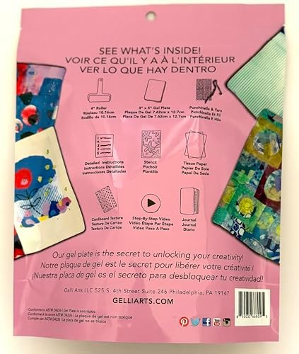 Gelli Arts Journal Kit - All-in-One Printing Kit with 3x5 Gel Plate, Roller, Mini Journal & Mixed Media Supplies, Art Set for DIY Crafts, Handmade Projects for Kids or Adults - Image 2
