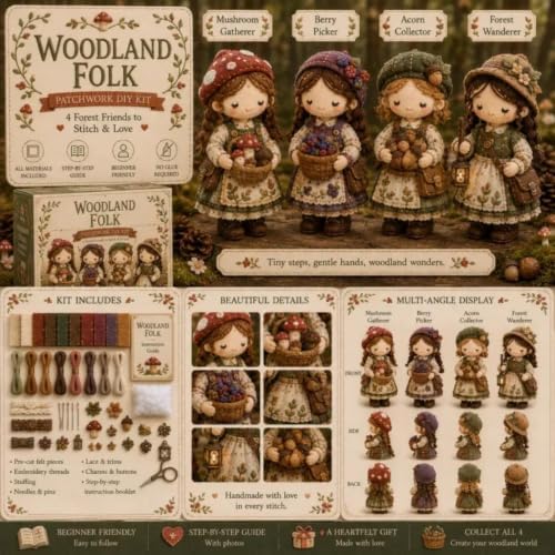 Forest Patchwork DIY Kit Series Beginner Sewing Craft Kit, #F - Image 3