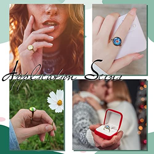 SUNNYCLUE 40Pcs DIY 20 Set Vintage Style Brass Finger Ring Base Adjustable Rings Making Kit Ring Components Blanks Clear Glass Cabochons for Jewelry Making Ring Setting Tray Bezel Antique Bronze - Image 6