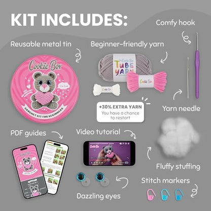 Cookie Box Crochet Kit for Beginners, Bear Ted - Image 2