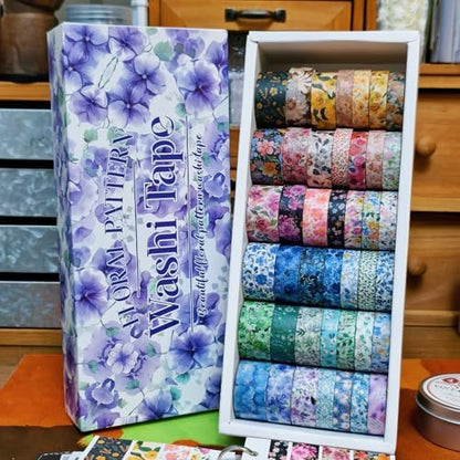 42 Rolls Vintage Floral Washi Tape Set - Decorative Tape for Scrapbooking, Journaling, Bullet Journals, DIY Crafts, and Gift Wrapping - Image 2