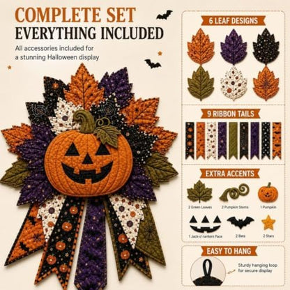 2026 New DIY Quilted Halloween Pumpkin Door Hanger Kit，#A - Image 4