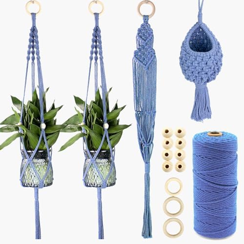 BUFANTL Macrame Kit for Beginners, 4-in-1 Plant Hanger Set - DIY Hanging Planter Craft Kit with 3 Tutorials for Home & Garden Decor, Ideal Handmade Gift by Unknown