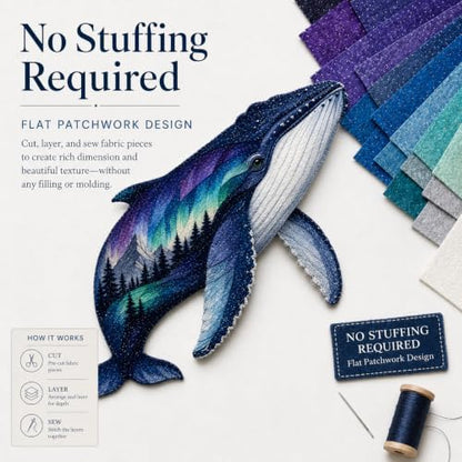 Northern Lights Animal Embroidery Kit DIY Fabric Patchwork Craft Set (WH+L) - Image 5