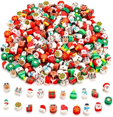 Christmas Polymer Clay Beads, Mixed Heishi Spacer Beads Supplies, 200 Pcs by ZAUGONTW