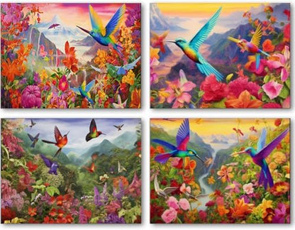DOTSOPS 4 Pcs Hummingbird Diamond Painting Kits for Adults Round Full Drill by DOTSOPS