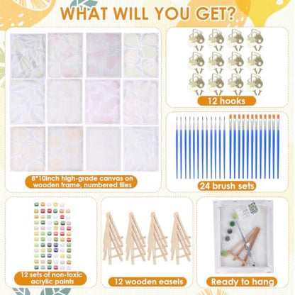 RoundFunny 12Set Paint by Numbers Kit for Adult Summer Fruit Painting 8x10 - Image 2