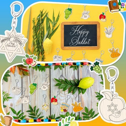 RattanView 24 Pcs Sukkot Craft Keychains DIY Keychain, 12 Styles - Image 6
