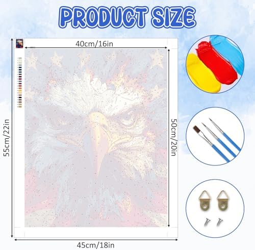 RICUVED Eagle Paint by Numbers for Adults, Independence Day Paint by Numbers Kit for Adults Beginners, DIY Acrylic Oil Painting on Canvas Easy for Gift Home Wall Decor 16x20 Inch - Image 4