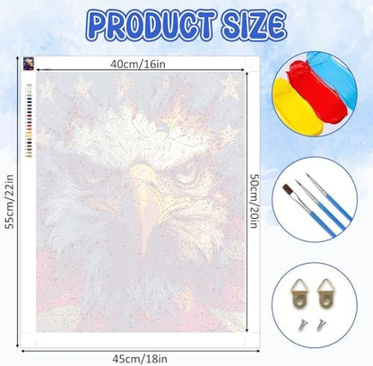RICUVED Eagle Paint by Numbers for Adults, Independence Day Paint by Numbers Kit for Adults Beginners, DIY Acrylic Oil Painting on Canvas Easy for Gift Home Wall Decor 16x20 Inch - Image 4