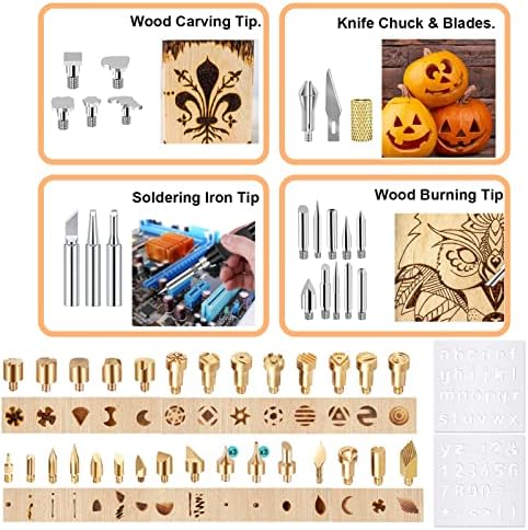 Wood Burning Kit, Pyrography Wood Burning Kit with 2 Wood Burning pens, 78 Pcs Wood Burning Tool with 20 Detailer Nibs, 51 Solid-Point Tips, Wood Burner for Embossing Carving Soldering - Image 4