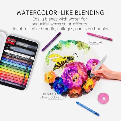 12 Colors Water-Soluble Pastel Crayons Set, Multi-Technique Art Kit with Brush & Palette, Versatile for Watercolor, Oil Pastel & Ink Effects, Easy Blending for Beginners, Sketching & Creative Drawing - Image 3