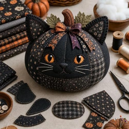 DIY Animal Pumpkin Sewing Kit - Autumn Fabric Animal Pumpkin Craft Set for Adults Beginners - Thanksgiving Handmade Fall Patchwork Craft Kit for Holiday Decor - Image 6